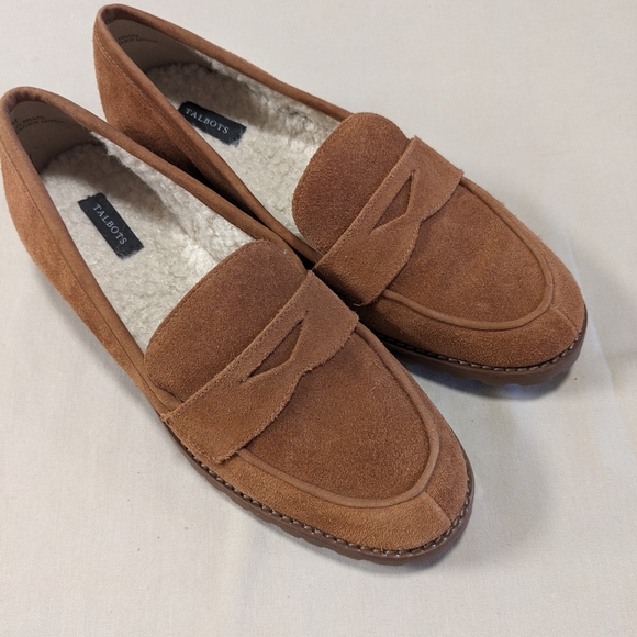 Talbot's Cassidy Brown Suede Loafers with Shearling Lining- Size 7 M - Picture 13 of 13